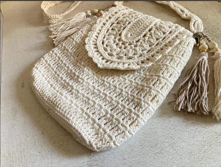 Lei Bag Crochet Pattern | Lacy Boho Crossbody Bag Pattern | Summer Crochet Bag Pattern for Essentials | Crossbody Boho Bag Crochet Pattern