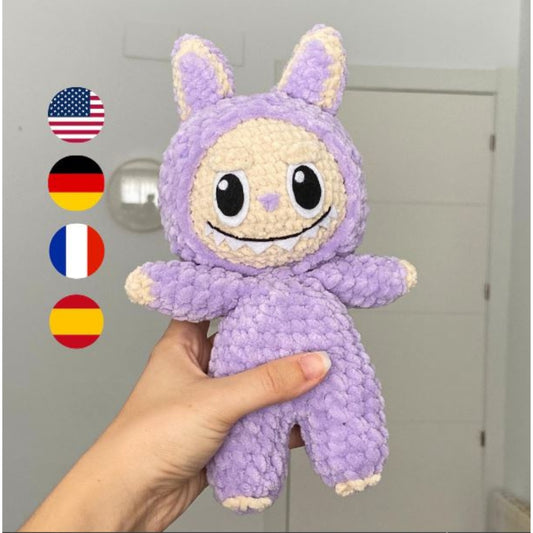 Labubu Inspired Crochet Pattern: Smiling Bunny Amigurumi (PDF Download)