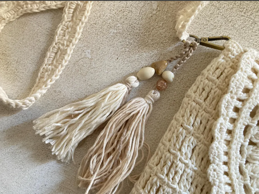 Lei Bag Crochet Pattern | Lacy Boho Crossbody Bag Pattern | Summer Crochet Bag Pattern for Essentials | Crossbody Boho Bag Crochet Pattern