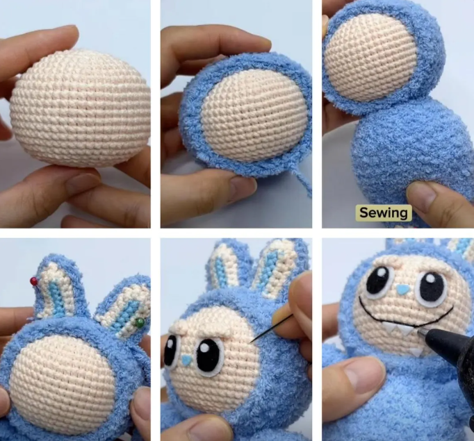 Smiling Bunny CROCHET PATTERN, Labubu Inspired Amigurumi Plushies, Creepy Cute Monster Rabbit Toy, Ugly sweetie Lafufu