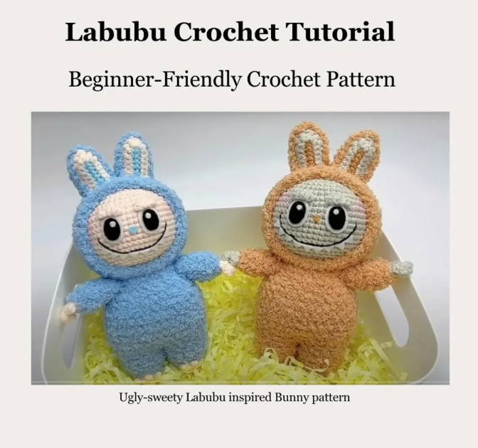 Smiling Bunny CROCHET PATTERN, Labubu Inspired Amigurumi Plushies, Creepy Cute Monster Rabbit Toy, Ugly sweetie Lafufu